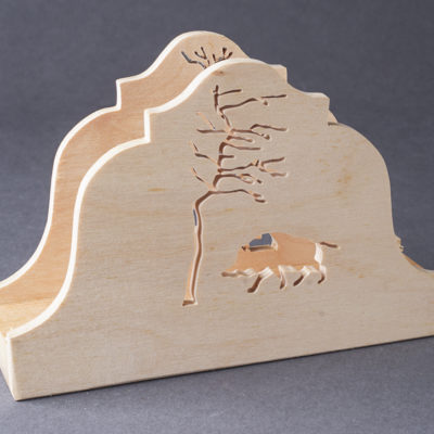 Fa szalvétatartó - vaddisznó