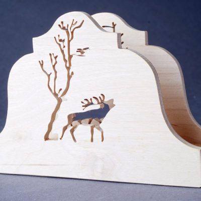 Fa szalvétatartó - szarvas